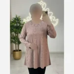 تونیک نگین دار مدل ژالین ژاکارد ویسکوز فری سایز - تصویر 4