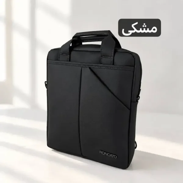 کیف اداری چرم مصنوعی مناسب لپ تاپ و رسمی زنانه مردانه با بند بلند و جیب متعدد - تصویر 5