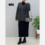 ژاکت بافت مخملی یقه هفت جیب دار فری سایز - تصویر 2