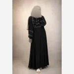 عبا گلدوزی پاپیونی مناسب شیردهی جنس الیزه رنگ مشکی