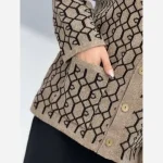 ژاکت بافت مخملی یقه هفت جیب دار فری سایز - تصویر 7