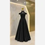 ماکسی دانتل چمنی ارغوان مشکی کاپدار و استردار سایزبندی