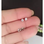 گوشواره نقره میخی عیار 925 طرح جواهری روکش طلا سفید - تصویر 3