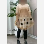 پانچ بافت طرح برفی آستین کشبافت فری سایز - تصویر 3