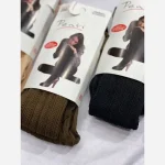 جوراب شلواری گندمی چهارفصل پنتی طرح گندم فری سایز مشکی کرم - تصویر 5