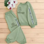 بلوز شلوار دورس بچگانه Balenciaga گلدوزی شده رنگ سبز بنتون نسکافه ای مشکی سایز 40 45 50 - تصویر 3