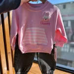 ست بلوز دورس و شلوار جین دخترانه طرح خرگوشی وارداتی - تصویر 6