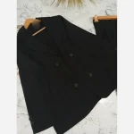 ست کت و شلوار زنانه جنس بابوس رنگ مشکی کرم استخونی سایز 38 تا 46 - تصویر 2