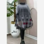 پانچ بافت طرح برفی آستین کشبافت فری سایز