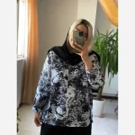 شومیز مانتو پتینه پریناز جنس بوگاتی گرم بالا رنگ مشکی فری سایز - تصویر 4