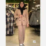 ست کت و شلوار زنانه جنس بابوس رنگ مشکی کرم استخونی سایز 38 تا 46 - تصویر 9