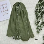 شال ساده نخی وارداتی دورنوار قواره 200 در 69 سانتیمتر - تصویر 4