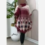 پانچ بافت طرح برفی آستین کشبافت فری سایز - تصویر 7