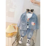 ست سه تیکه پسرانه کت و شلوار جین و بلوز نخ پنبه سایز یک تا پنج سال - تصویر 13