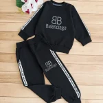 بلوز شلوار دورس بچگانه Balenciaga گلدوزی شده رنگ سبز بنتون نسکافه ای مشکی سایز 40 45 50 - تصویر 4