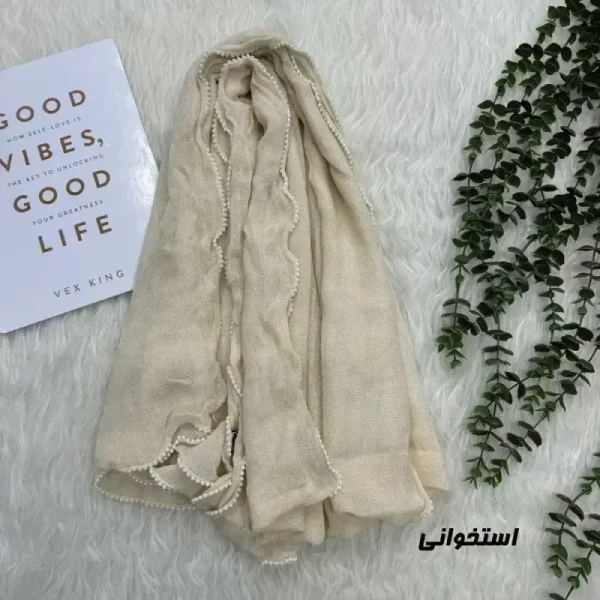 شال ساده نخی وارداتی دورنوار قواره 200 در 69 سانتیمتر - تصویر 9