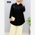 شومیز مانتویی الماس سایز بزرگ تنسل میله ای فری سایز - تصویر 4