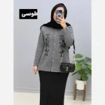 ژاکت بافت تراکم بالا ملیله دوزی یقه هفت فری سایز - تصویر 2