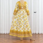 پیراهن ساحلی زنانه نخی حاشیهدار برگ فری سایز مناسب تا 48 کمربنددار