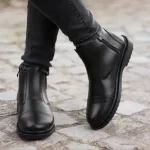 کفش نیم بوت مردانه چرم زیپی مدل اسپین رنگ مشکی سایز 40 تا 44 - تصویر 3