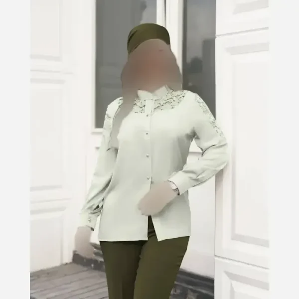 شومیز زنانه الیزه لیوسل خرجکار گیپور مدل لیوسا - تصویر 7